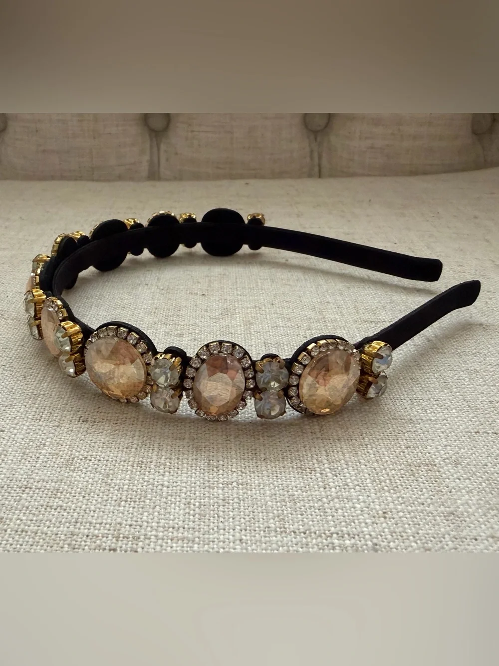 Rhinestone Embellished Gold & Ivory Headbands